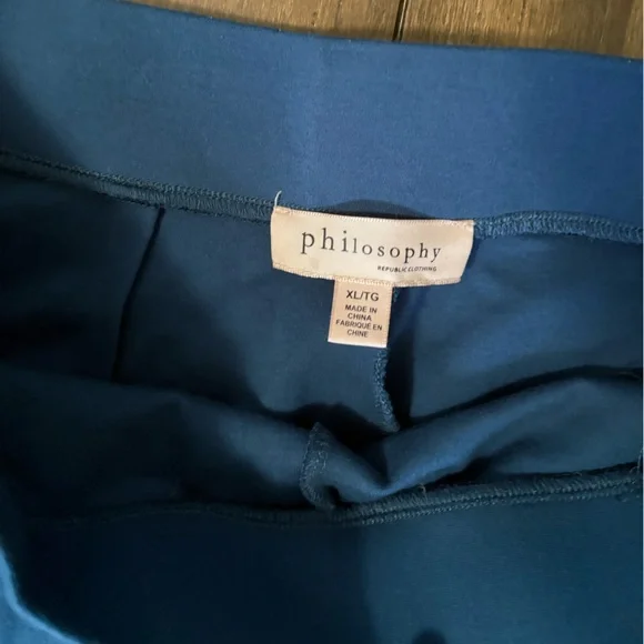 Philosophy Plus Sz XL Vibrant Blue Elastic Stretch Waist Capri Gaucho Pants - Picture 2 of 8